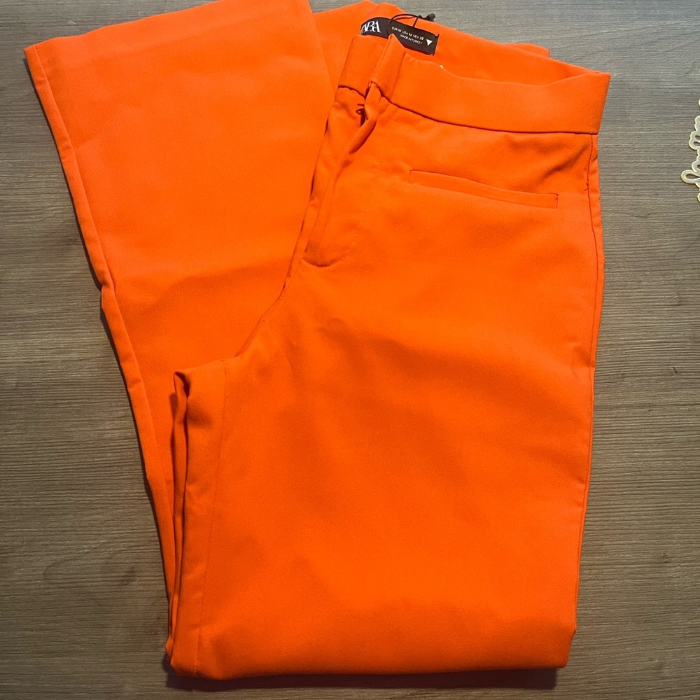 Zara orange flare pants
